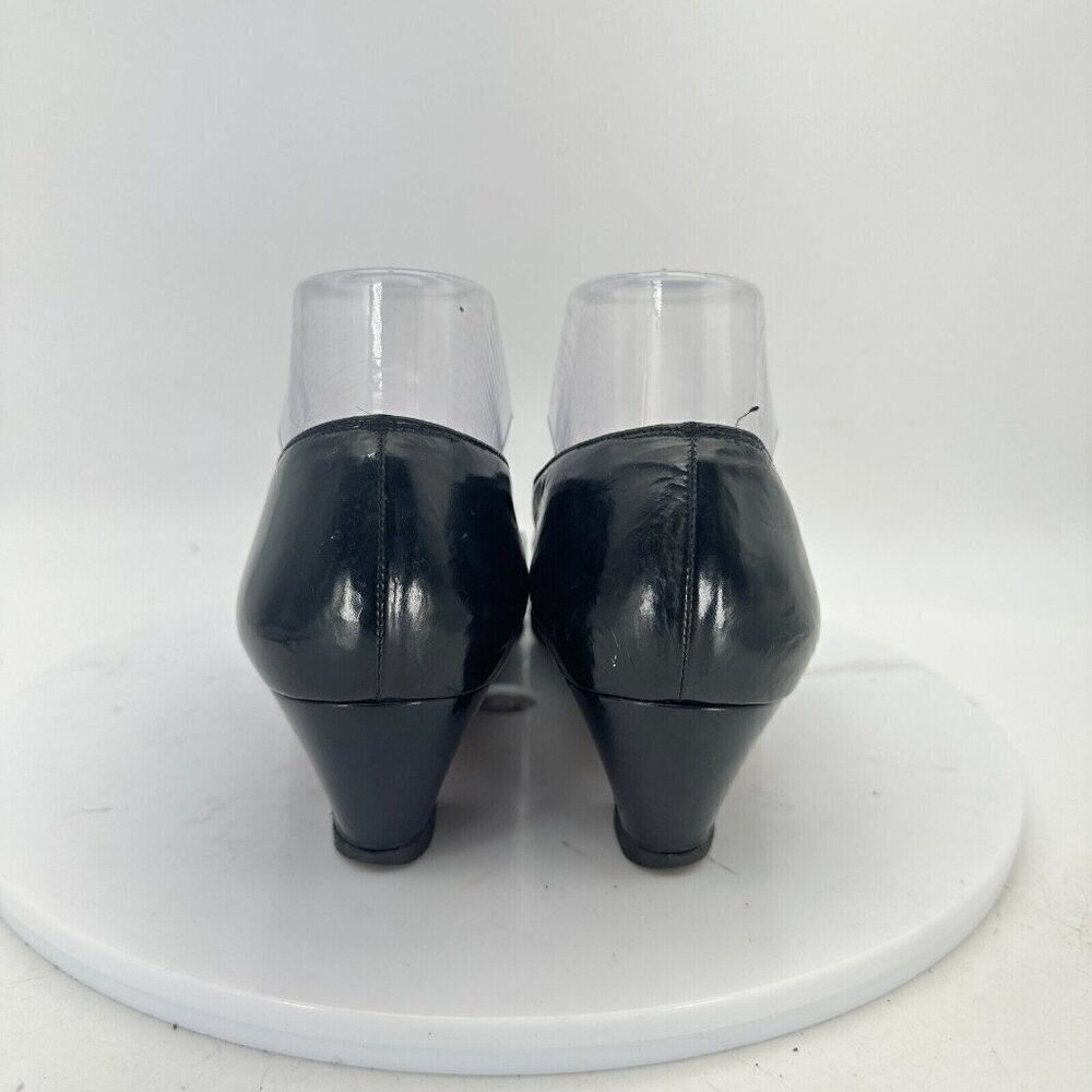 Salvatore Ferragamo Women Size 8.5 AAAA Black Leather Slip On Medium Heel Pump - Picture 6 of 14
